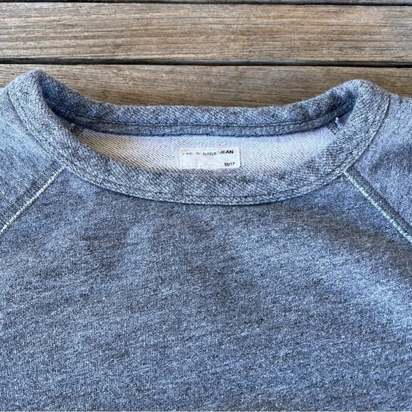 Rag & Bone The Raglan Crewneck Sweatshirt Gray Cotton Terry XS GUC - Picture 5 of 11